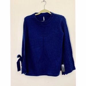 Massini Navy Blue Sweater with Bow Accents; S